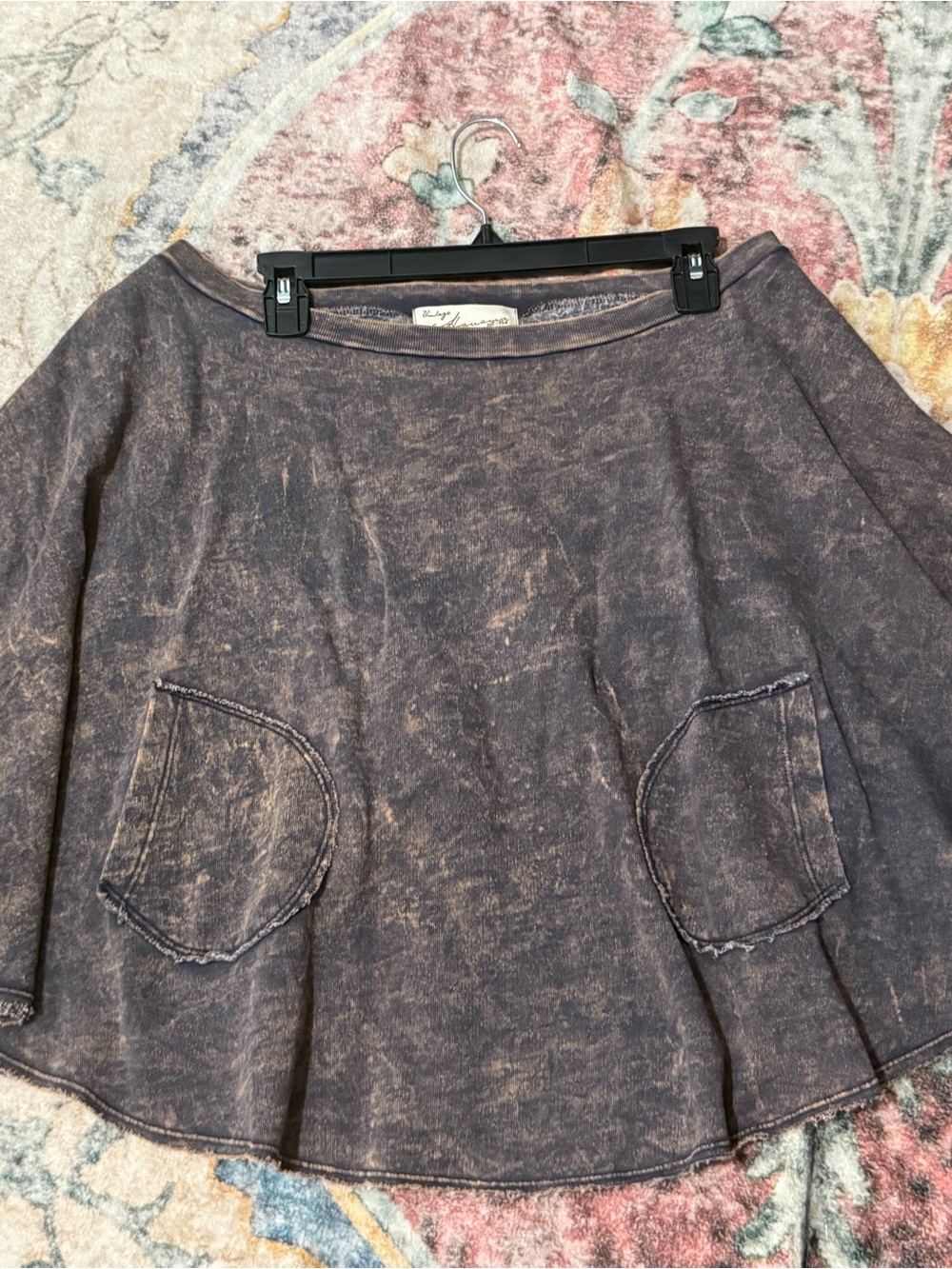 Vintage Havana acid Washed Black pullover/poncho with Front Pockets